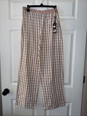 U.S. Polo Assn. Woman’s Pink and White Gingham Joggers